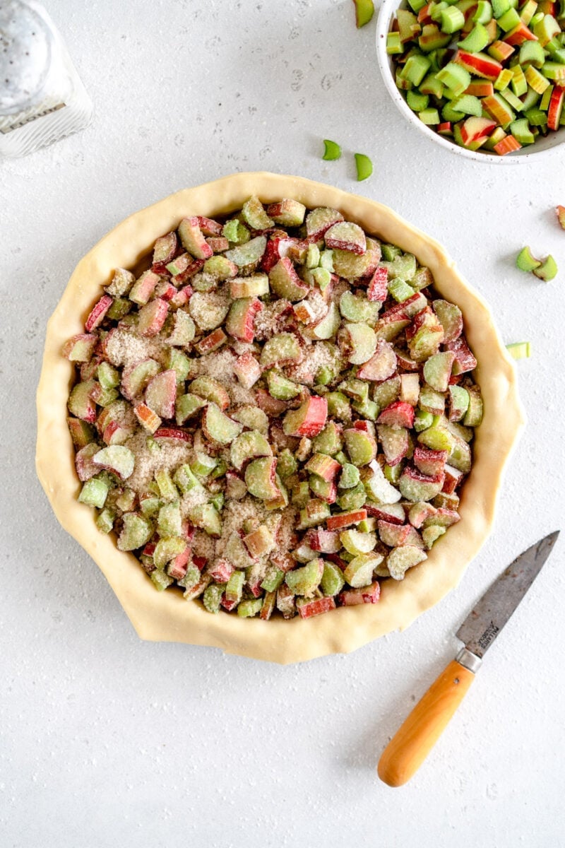 rhubarb filling in pie crust