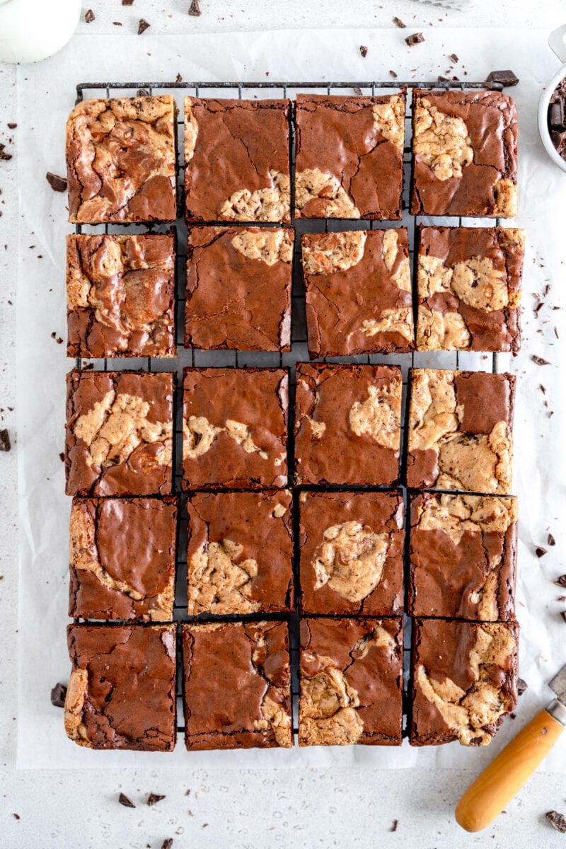 sliced up brownie cookie bars