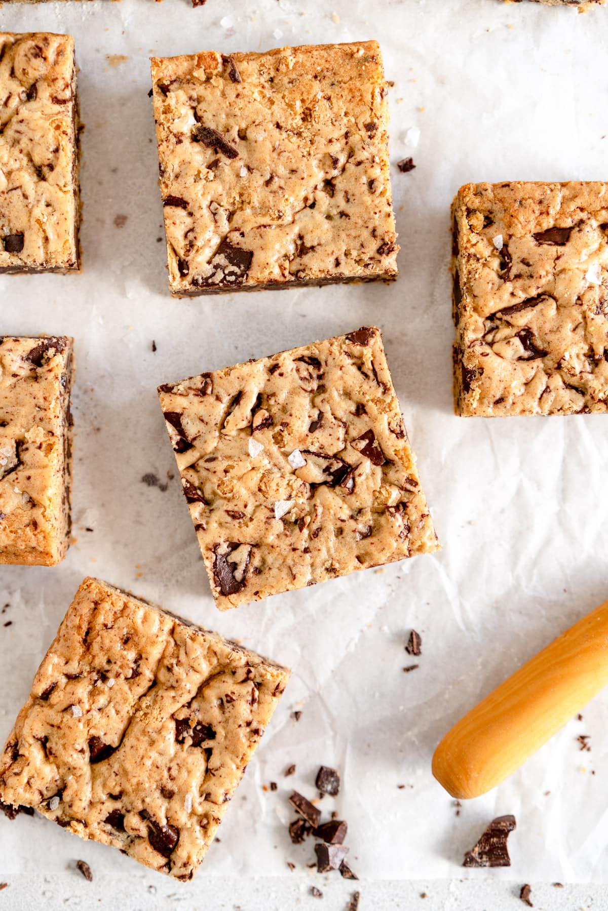square of chocolate chip cookie bars