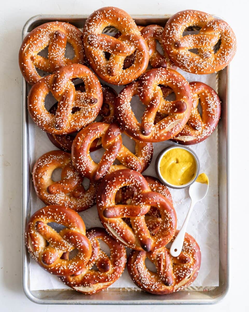 sheet pan of pretzels