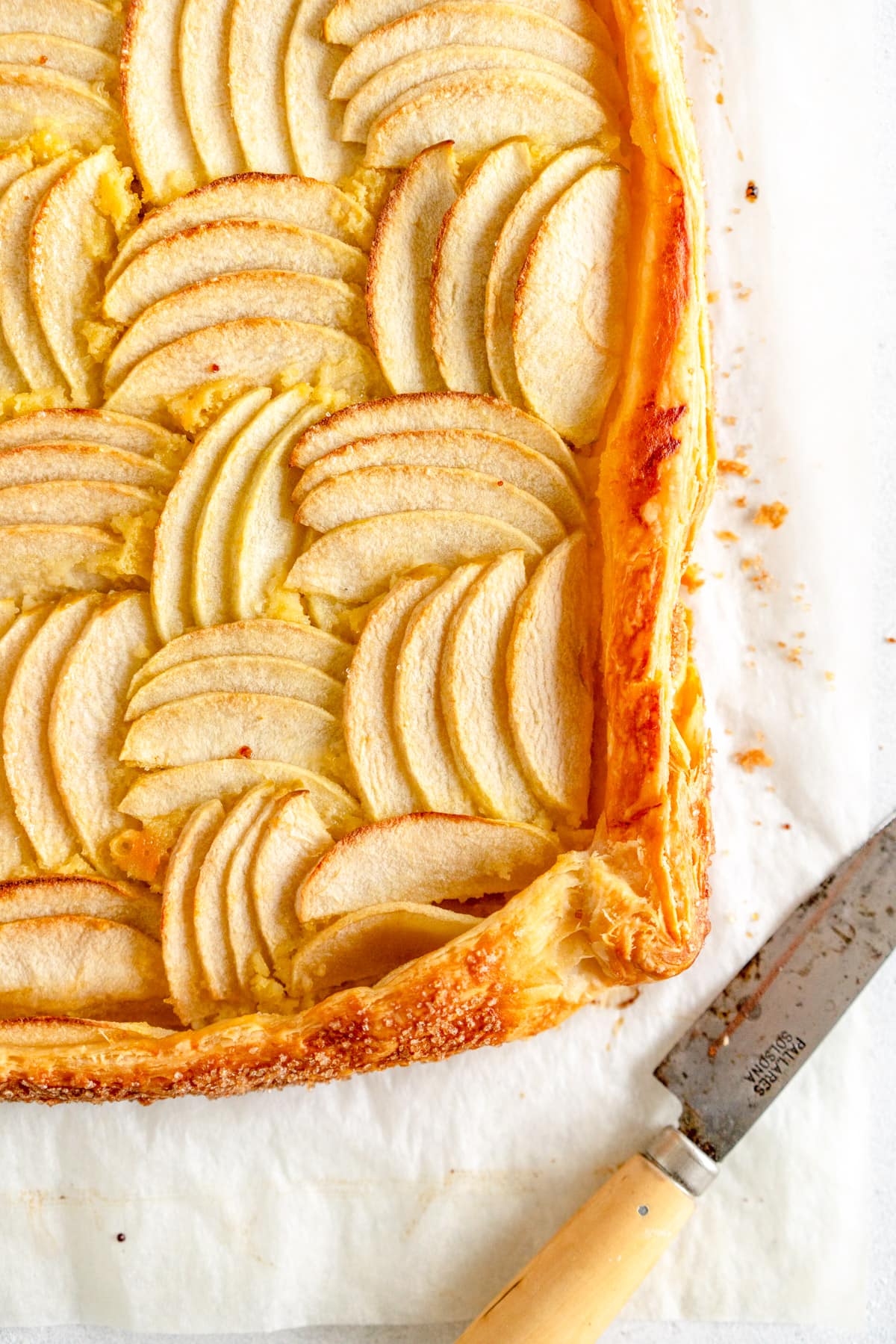corner of baked apple galette