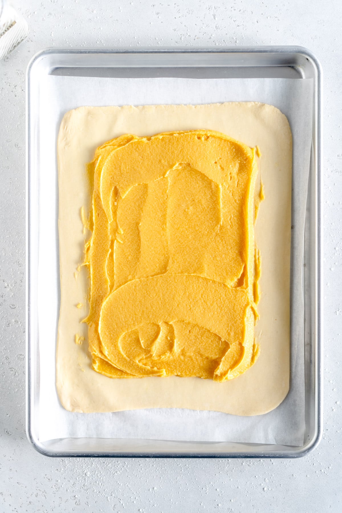 frangipane spread on pie crust