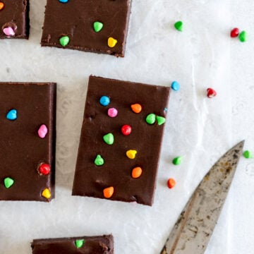 brownie with icing and sprinkles