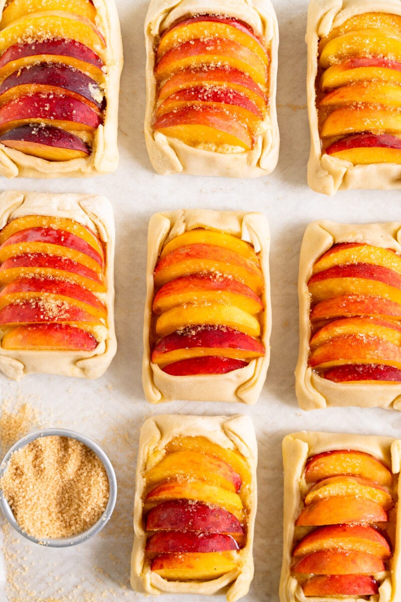 peach galettes ready to bake