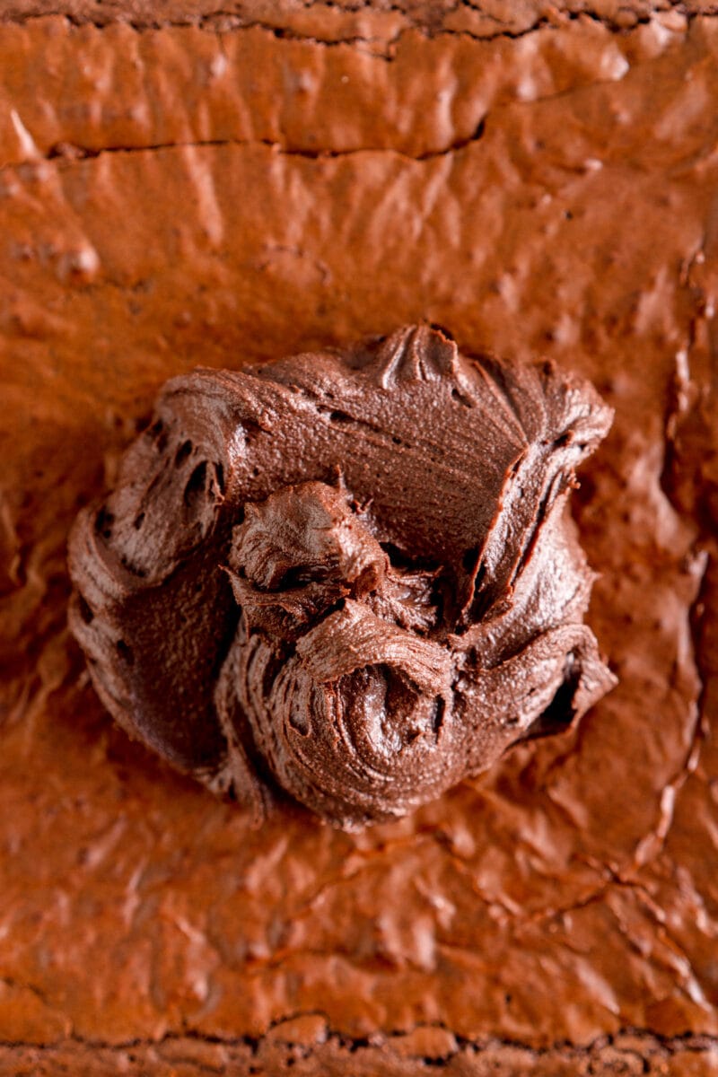 chocolate frosting on brownie