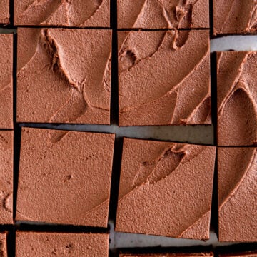 close up of frosted brownies