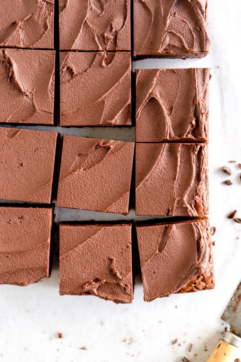 corner shot of sliced brownies