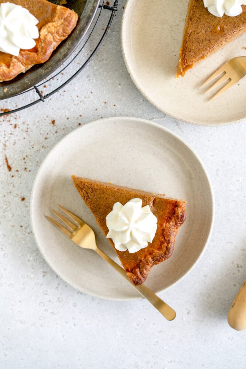 slice of pumpkin pie on plate