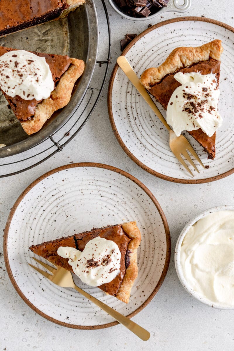 slices of brownie pie on plates