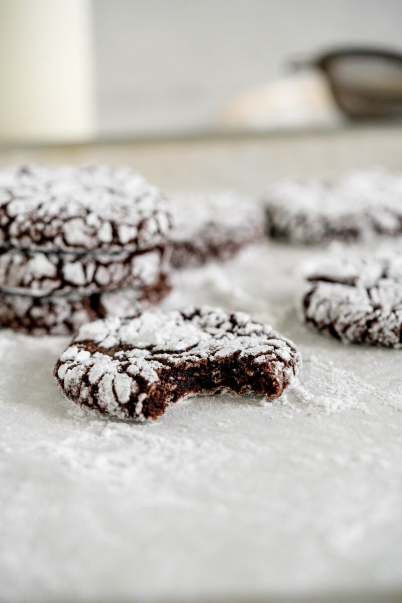 crinkle cookie with bite taken out