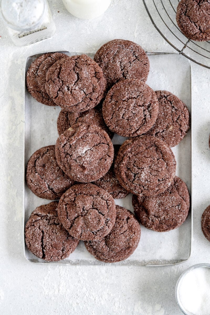 chocolate cookies on a tray