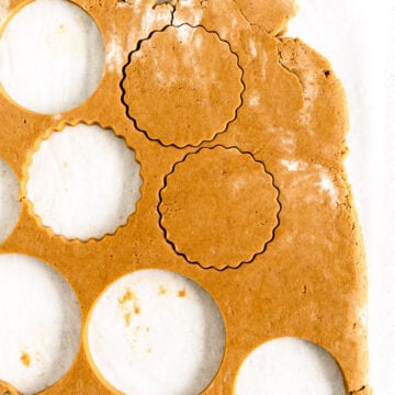 gingerbread cookie dough with cut outs