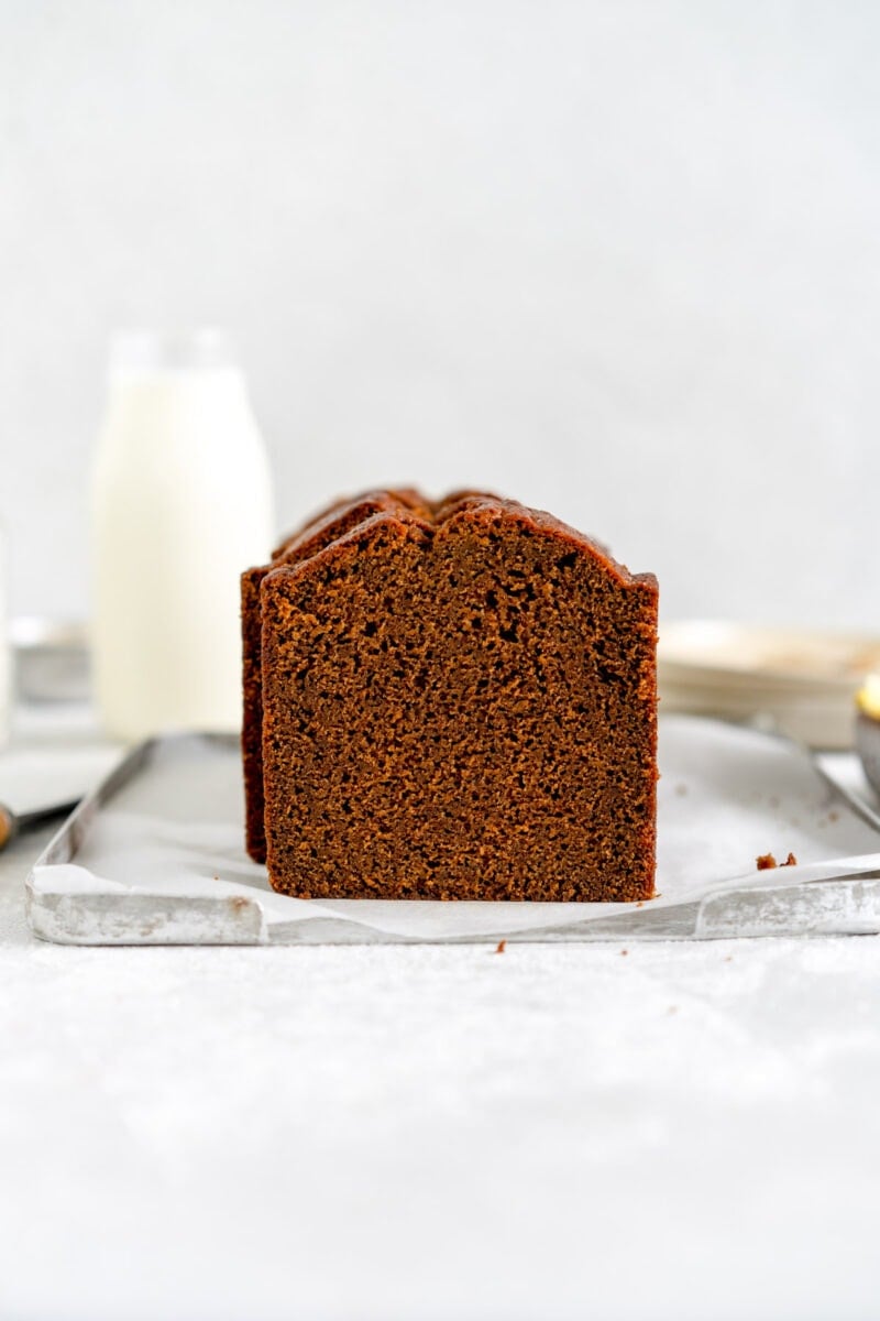pieces of ginger loaf on tray