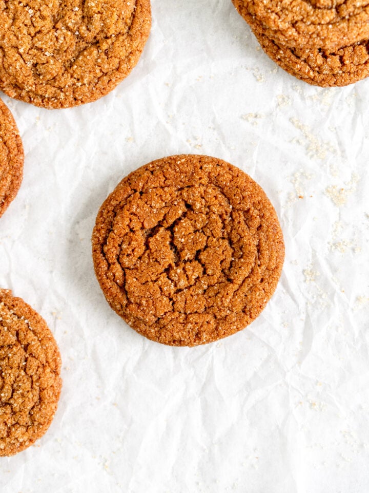 ginger cookie on parchment paper