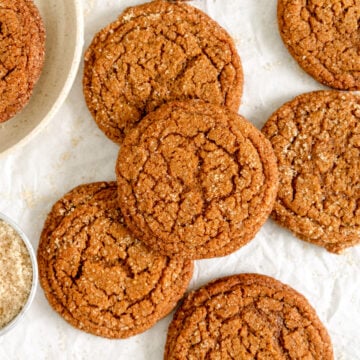 layered ginger snap cookies on wax paper