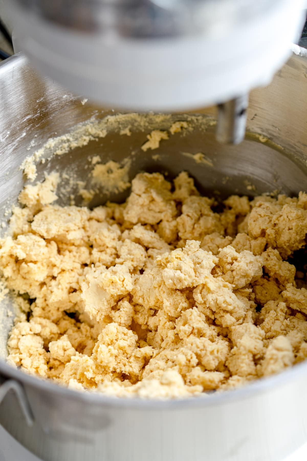 shortbread dough in mixer