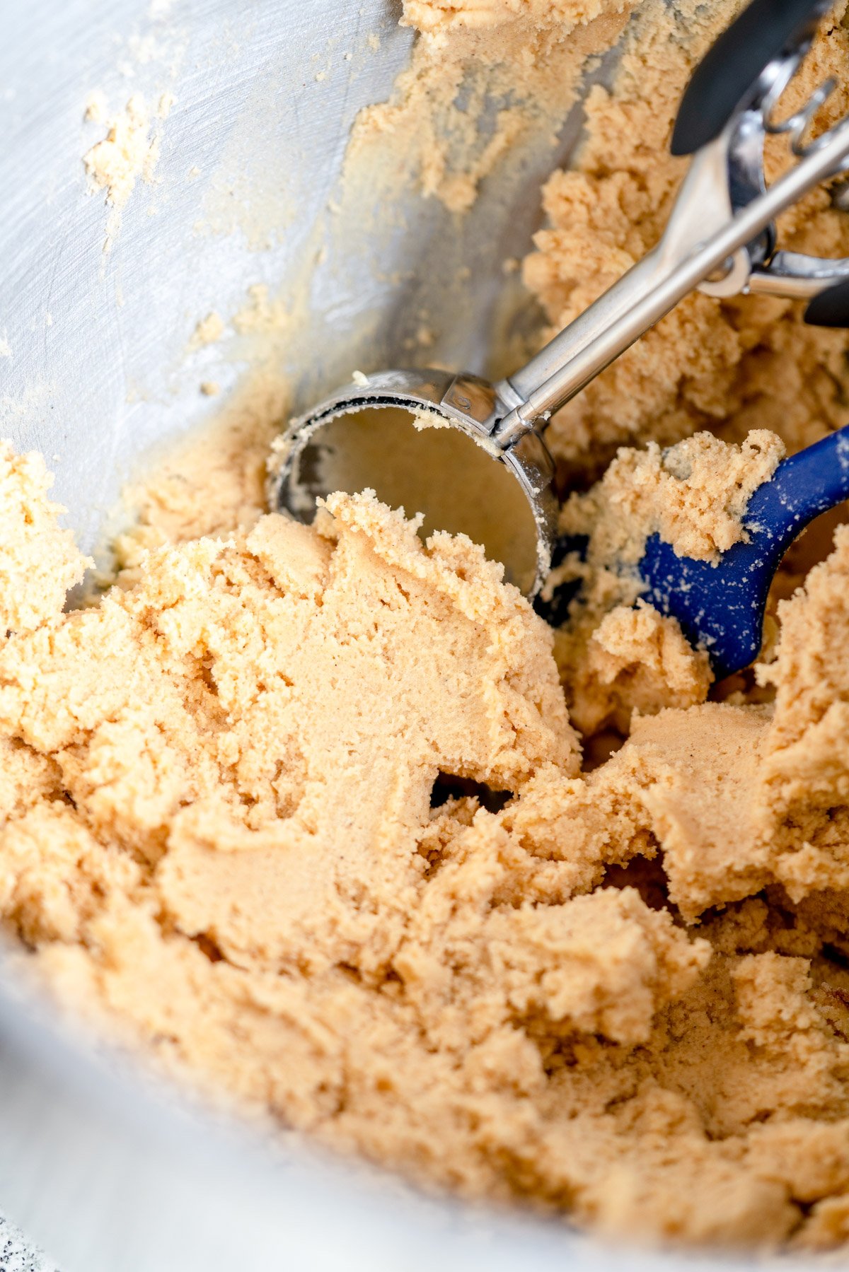 snickerdoodle dough in mixer