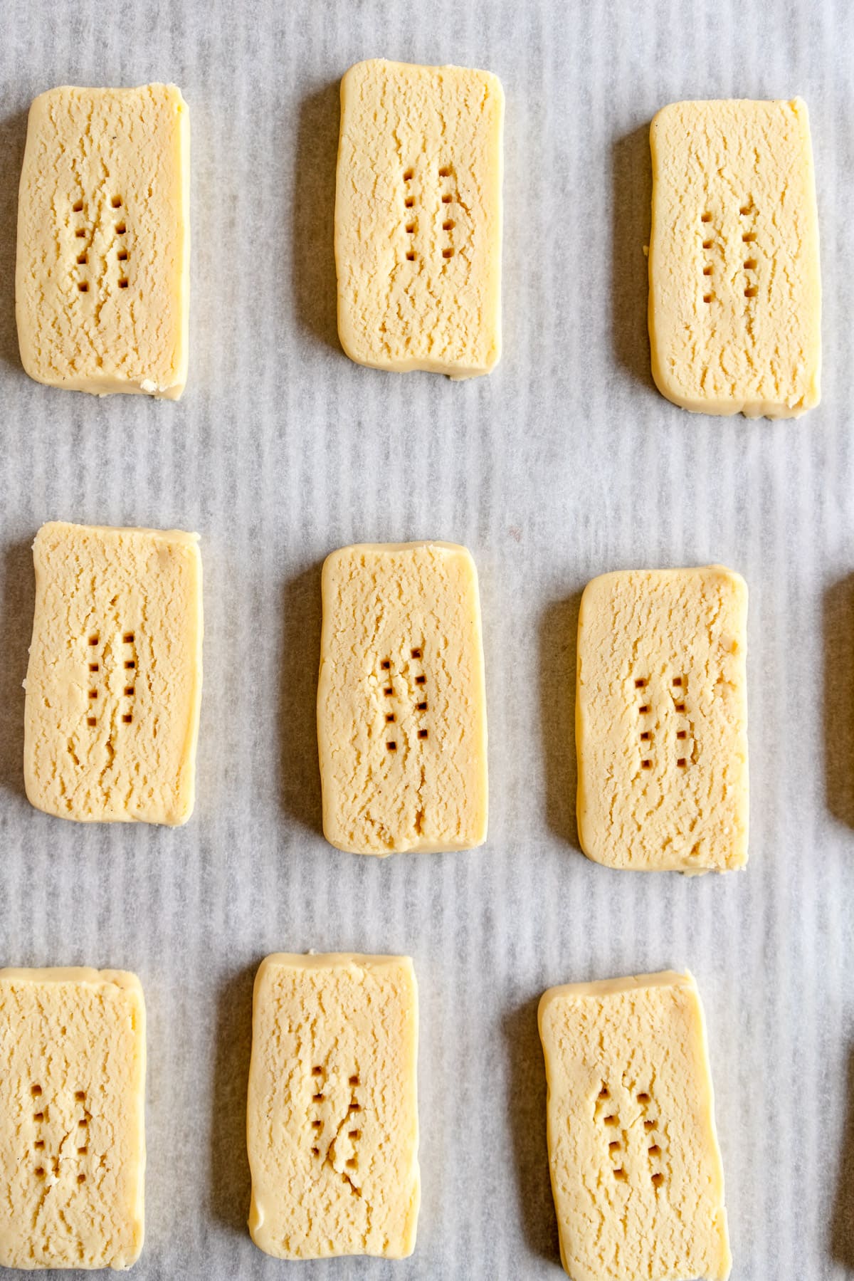 shortbread ready to bake on pan