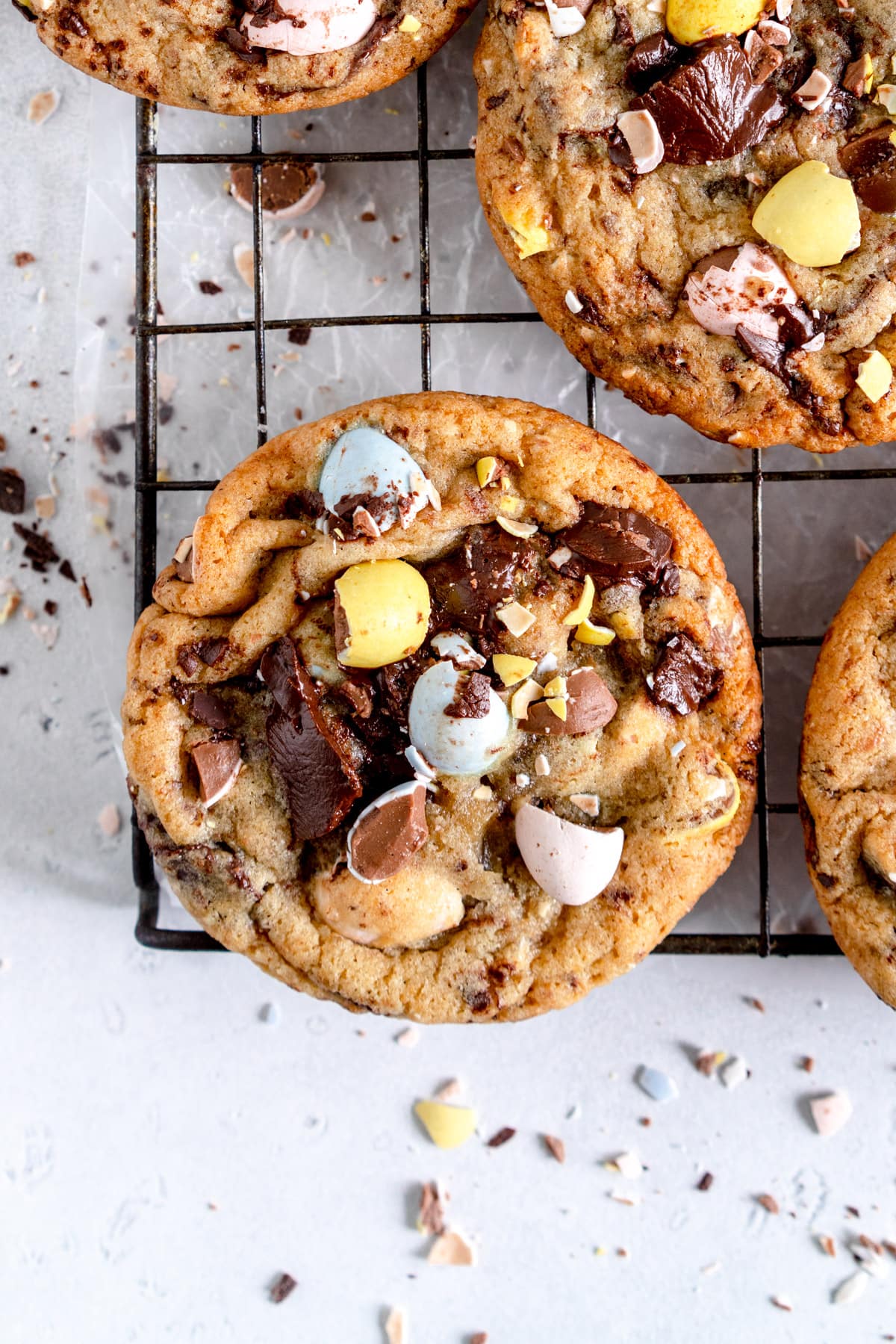 baked mini egg chocolate chip cookies