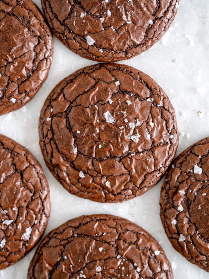 brownie cookies with salt topping