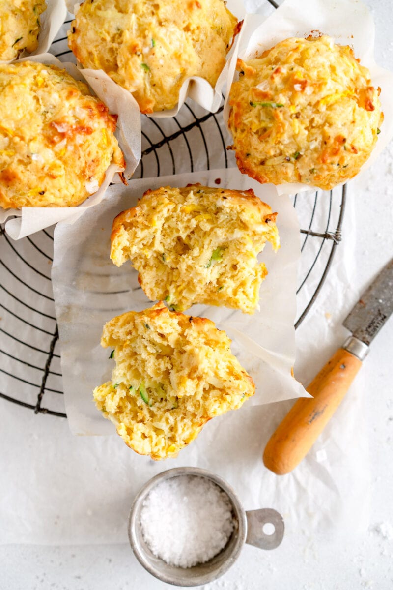open shot of baked zucchini muffins