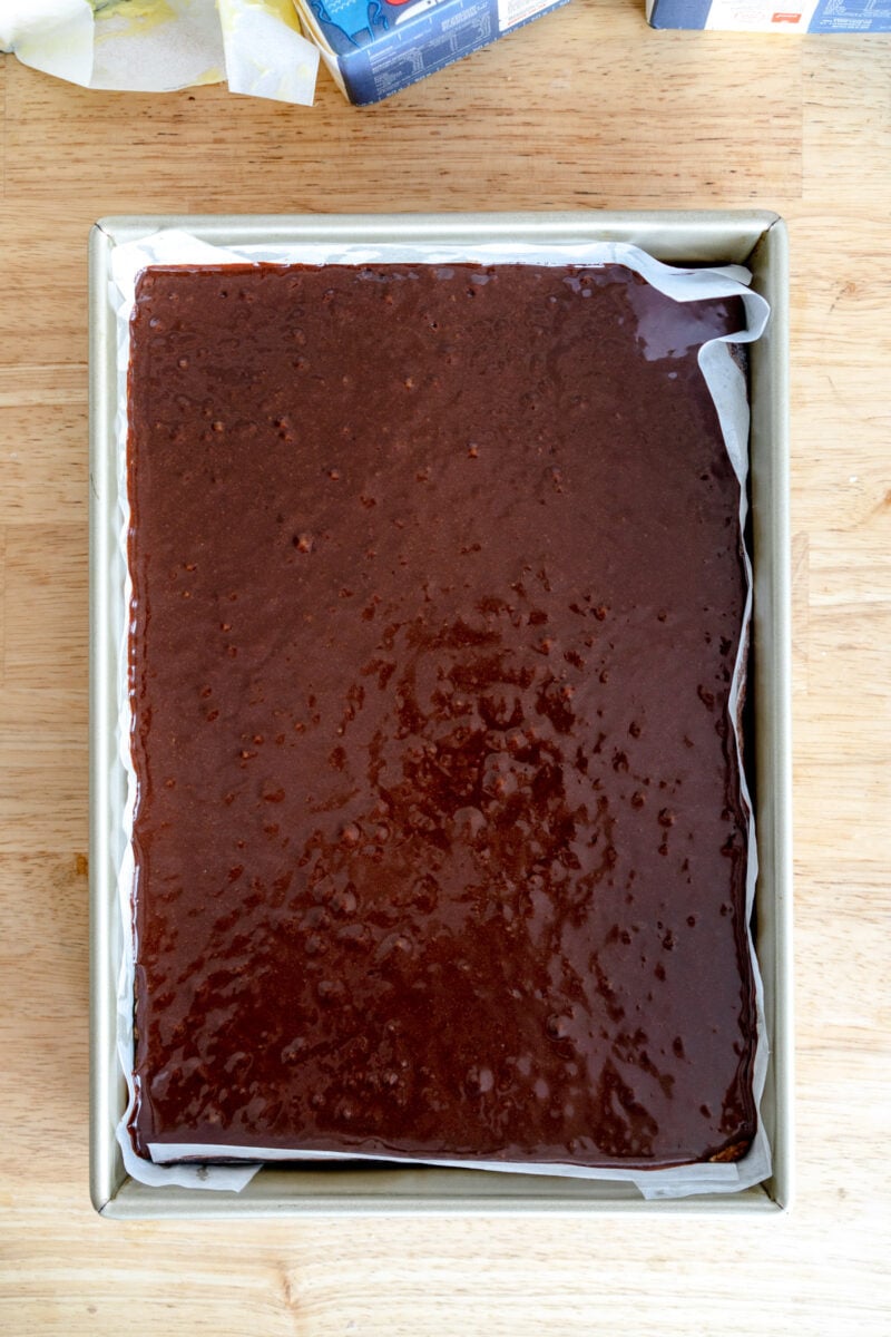 brownie over anzac biscuit base