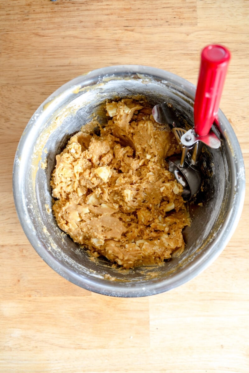 cookie dough ready to scoop