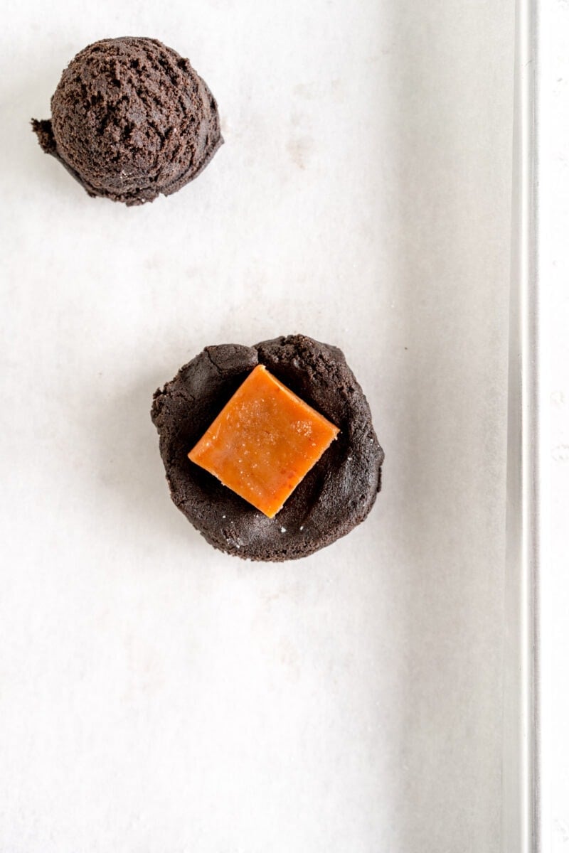 cookie dough with caramel filling