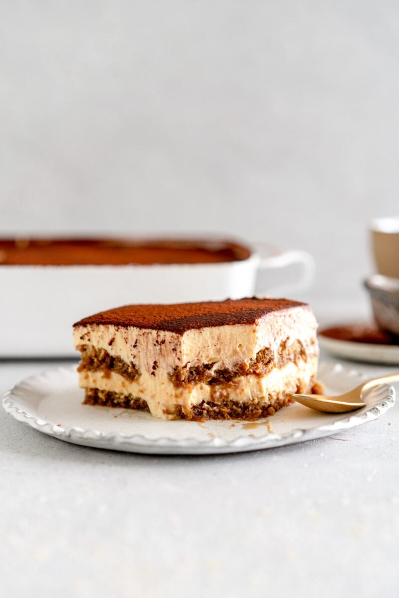 Tiramisu with bite taken out