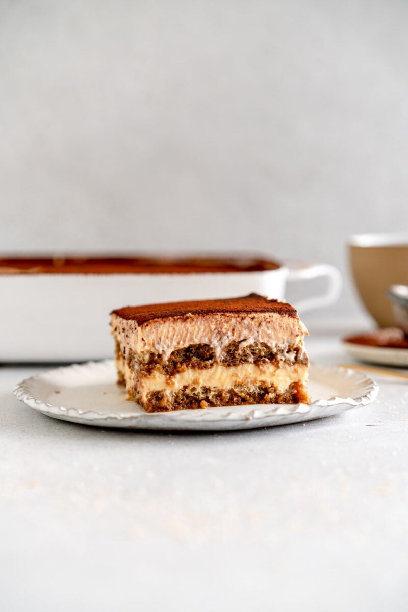 piece of tiramisu on plate