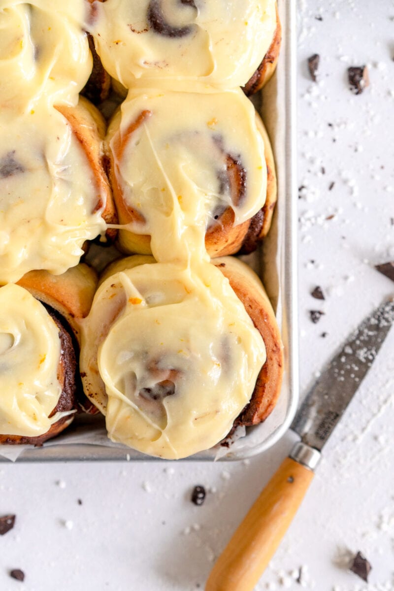 rolls frosted with orange cream cheese frosting