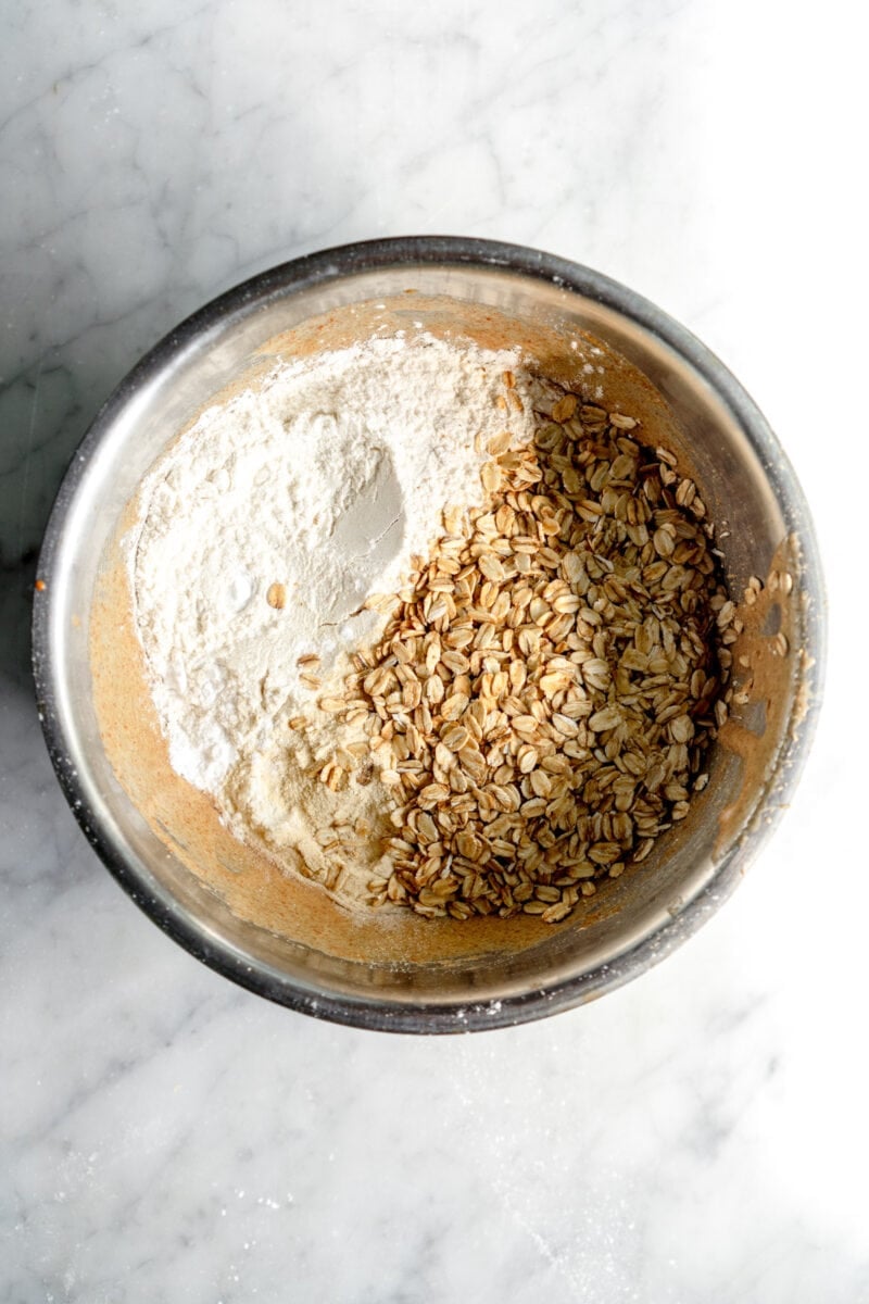 Dry ingredients for Oatmeal Chocolate Chip cookies