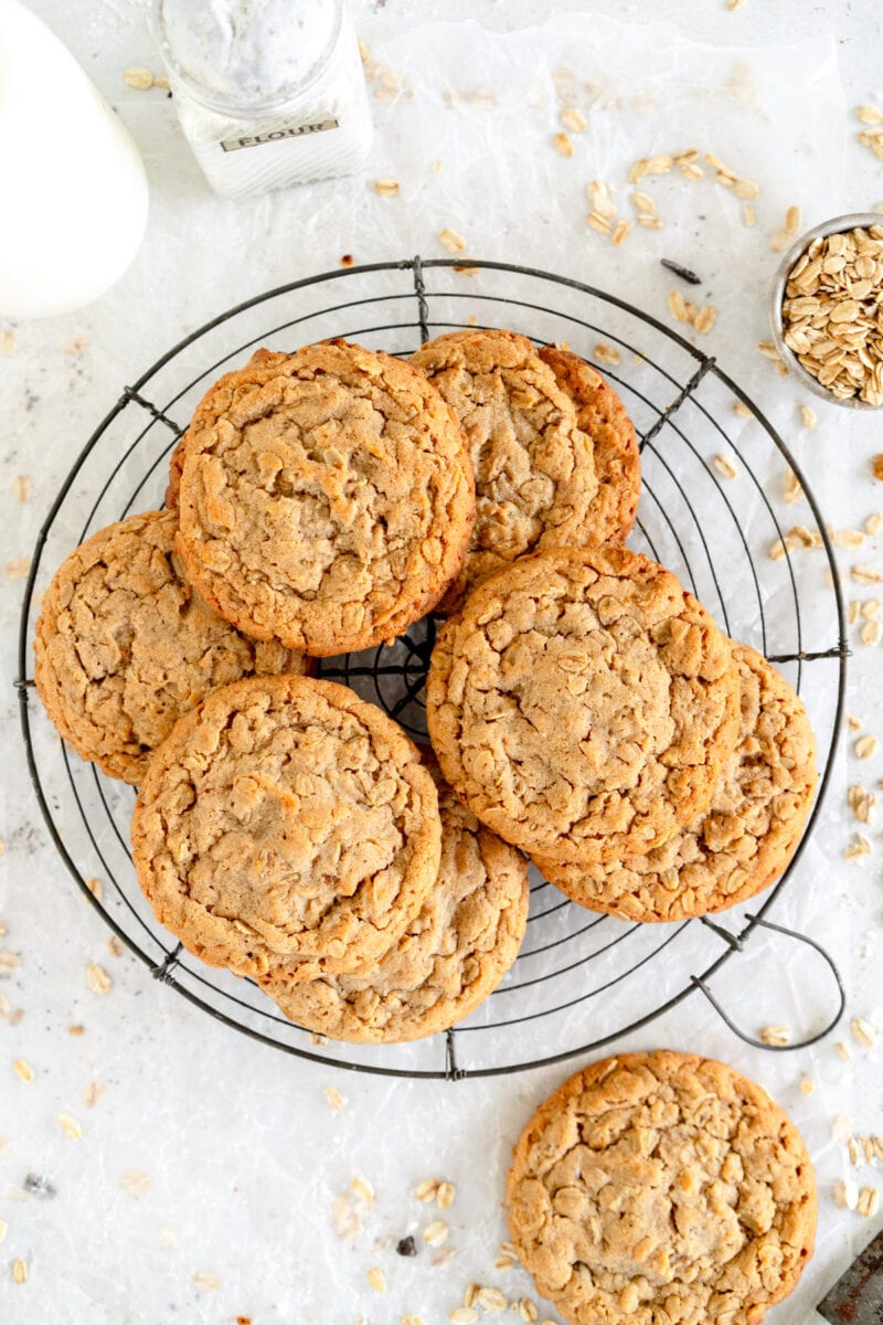 rack of peanut butter oatmeal cookies