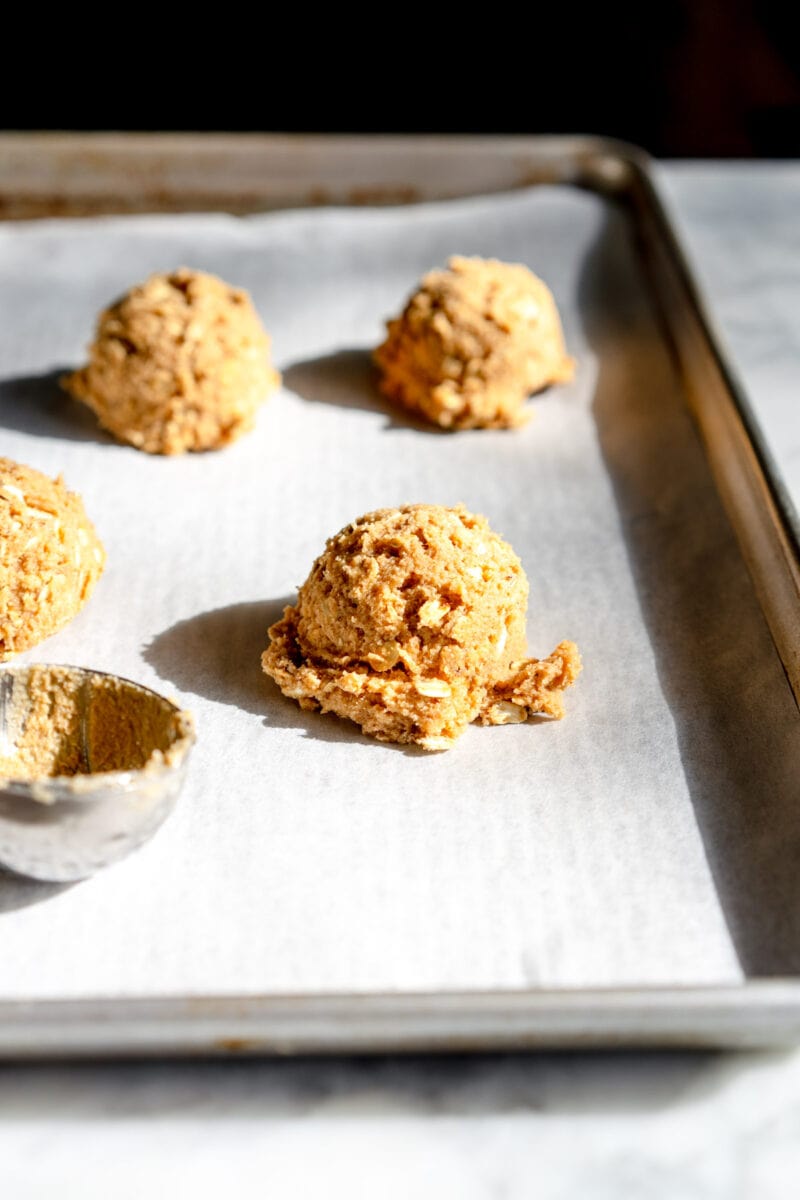 ball of scooped cookie dough