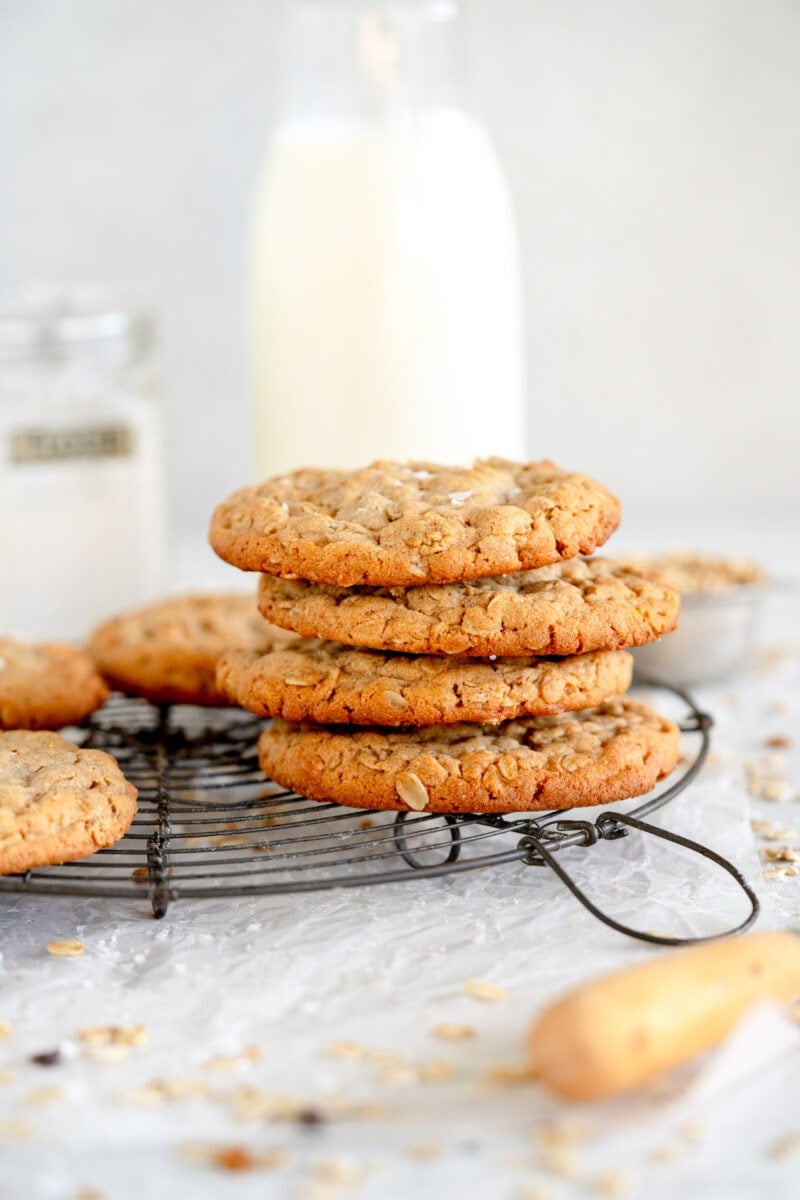 stacked peanut butter oatmeal cookies