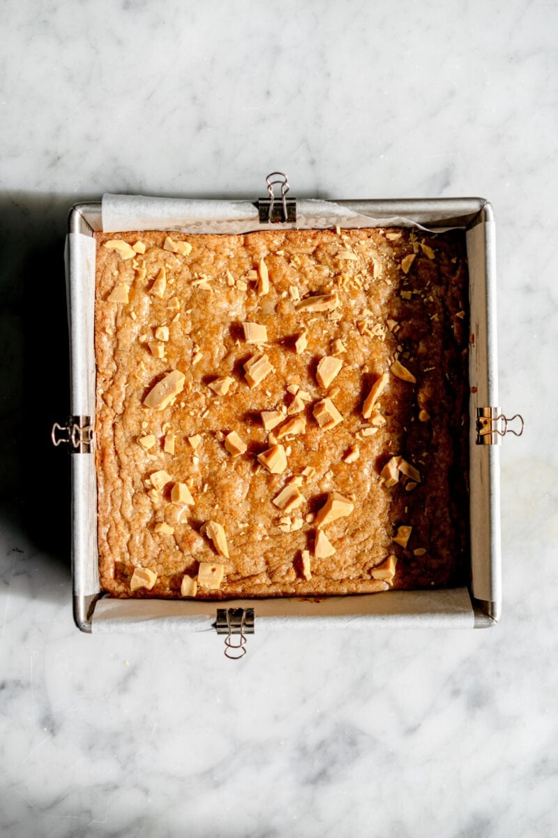 baked blondies in pan