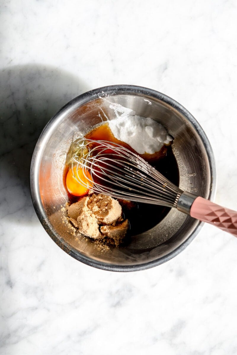 Wet ingredients for blondie recipe