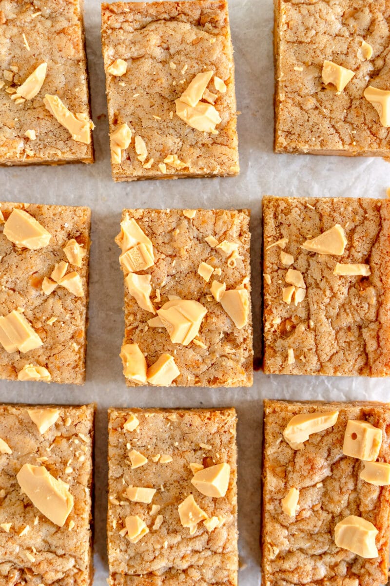 sliced brown butter blondie