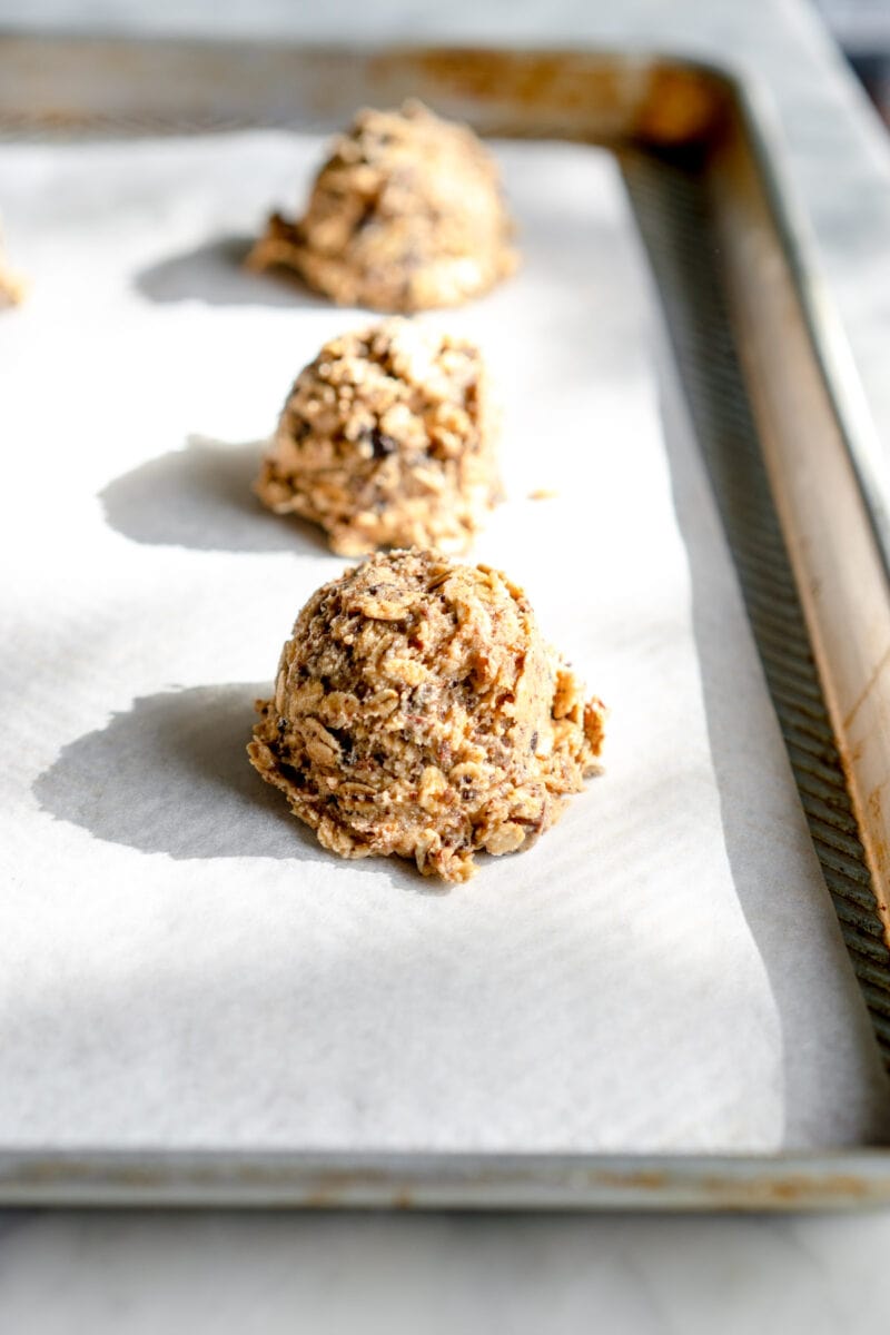 scooped balls of cookie dough