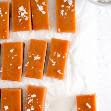 pieces of caramel with salt on top