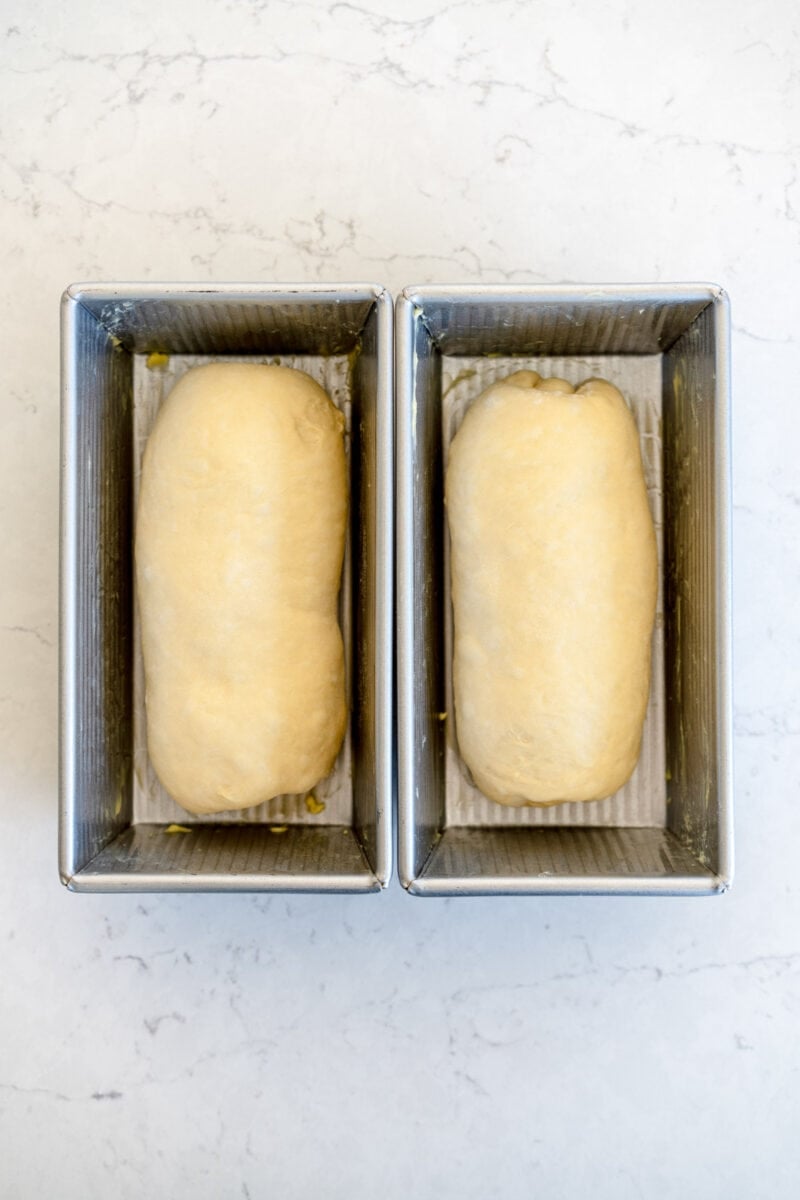 bread dough in loaf pans