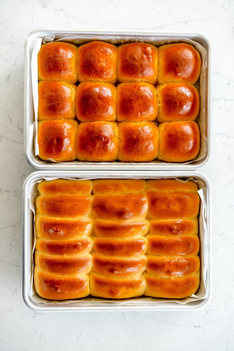 two shapes of parker house rolls