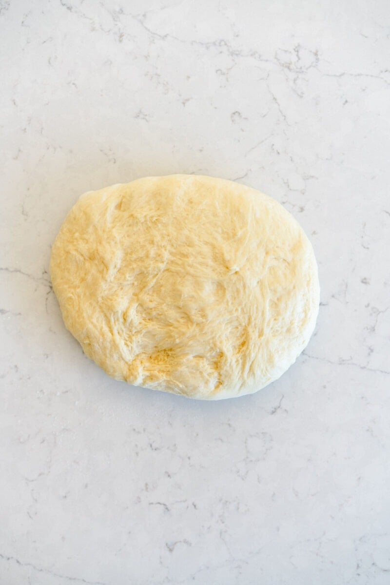 Flattened out bread dough