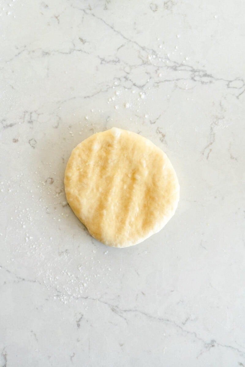 flattened out ball of dough