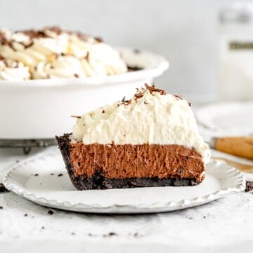 slice of French Silk Pie with Oreo Crust