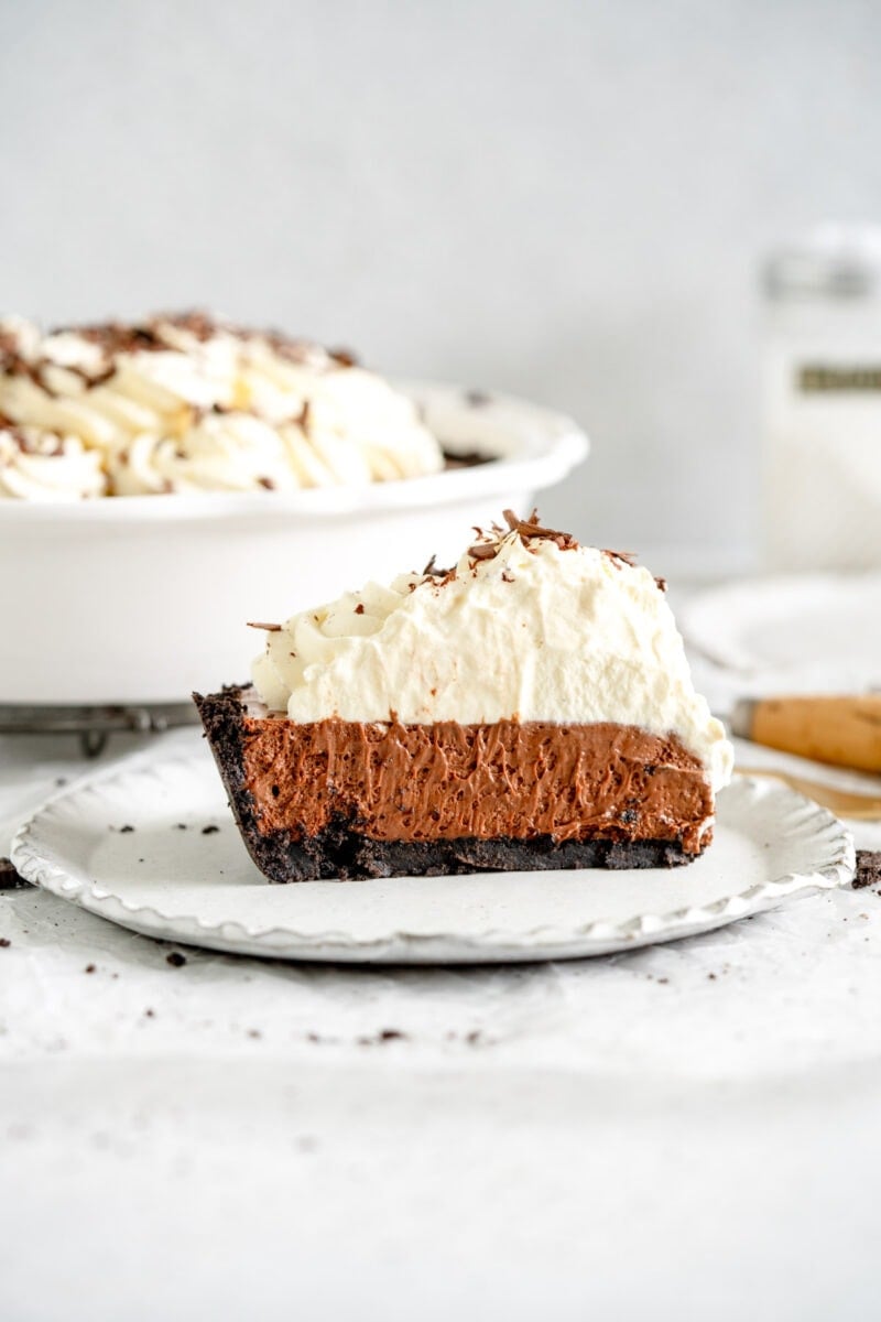 slice of French Silk Pie with Oreo Crust