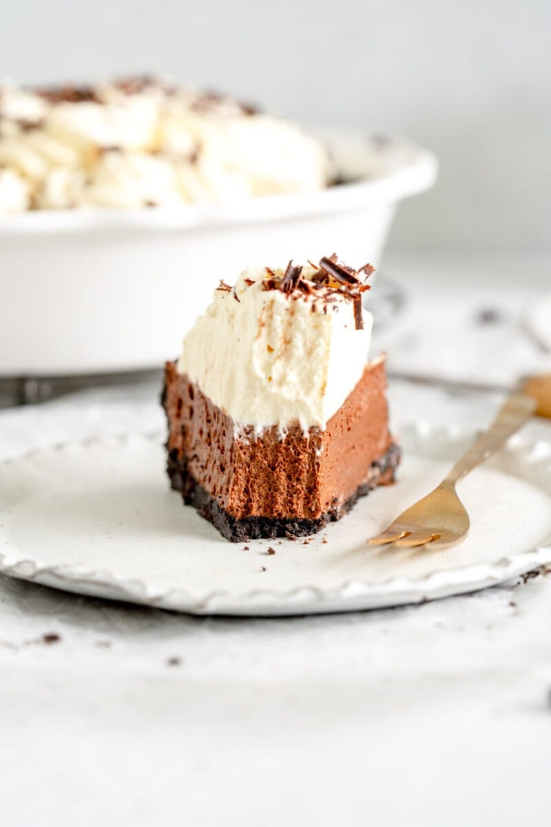 French Silk Pie with bite taken out