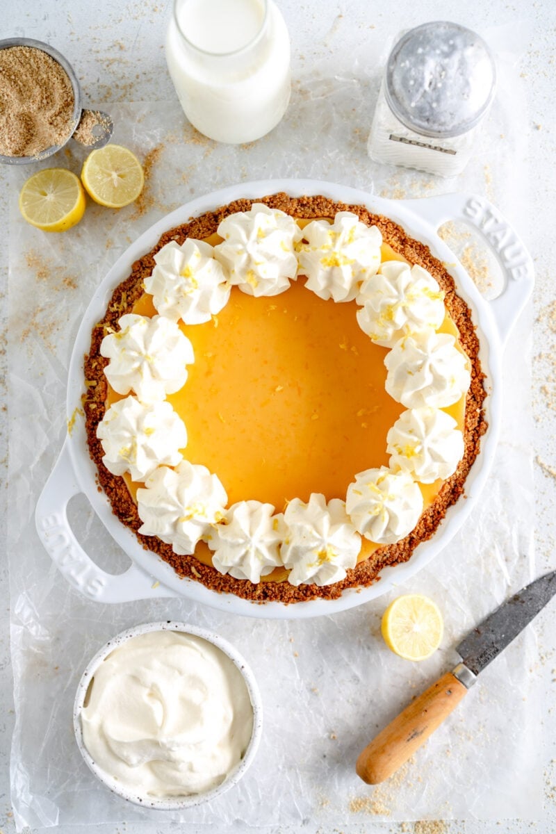 key lime pie with whipped cream on top