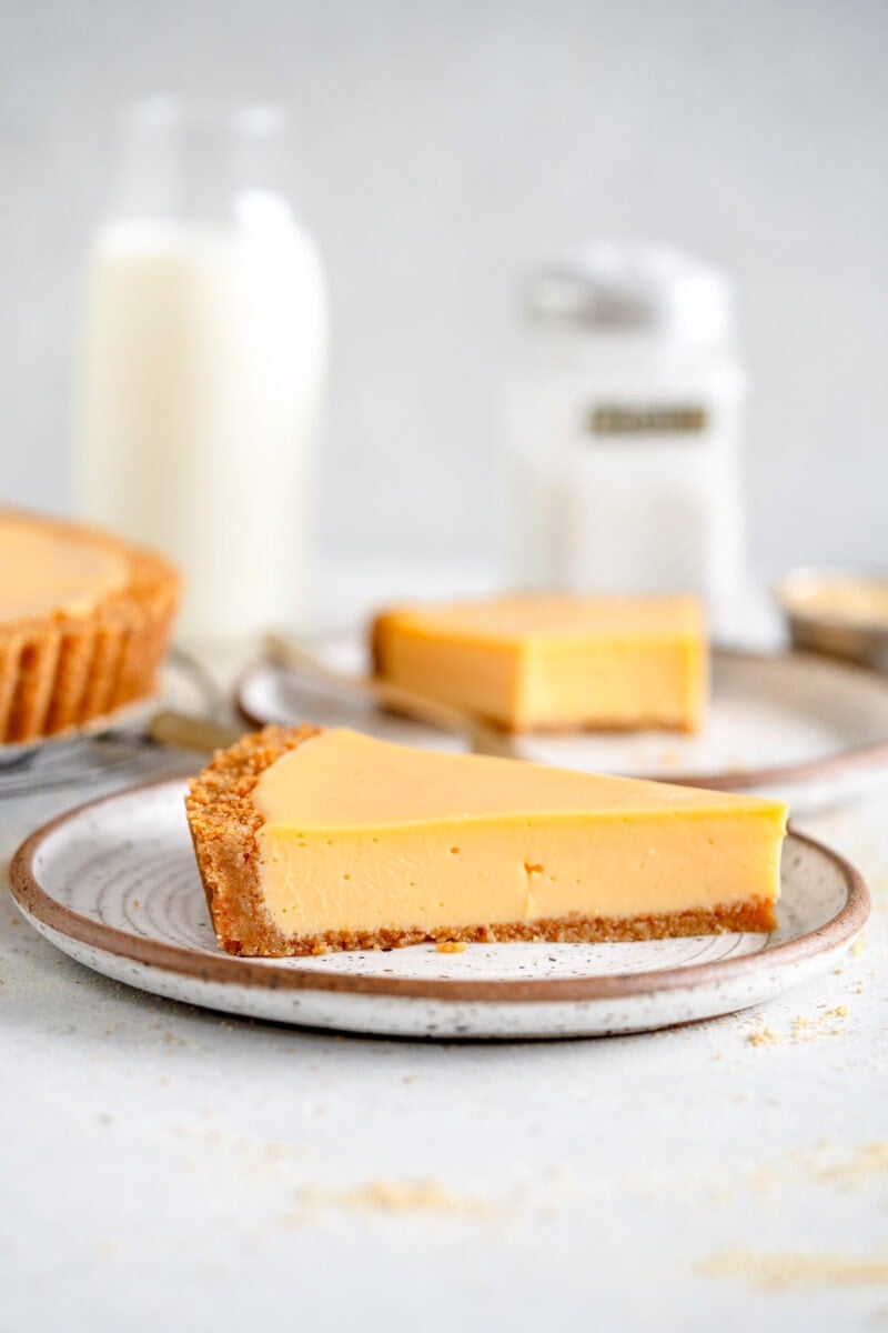 slice of lemon pie on plate