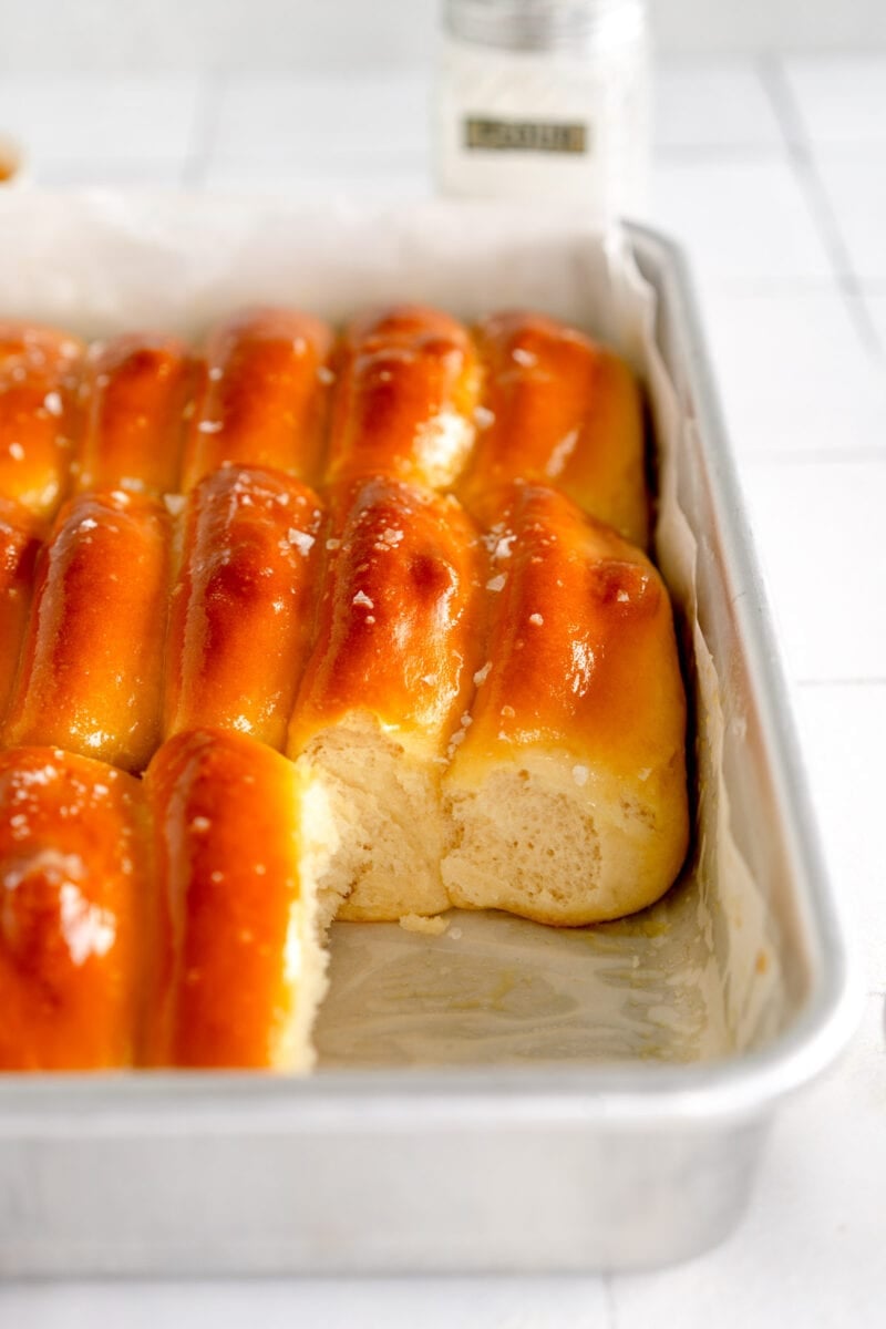 baked parker house rolls in pan